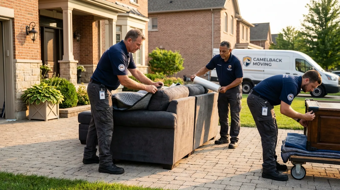 Large estate moving crew wrapping furniture in Petersburg, AK