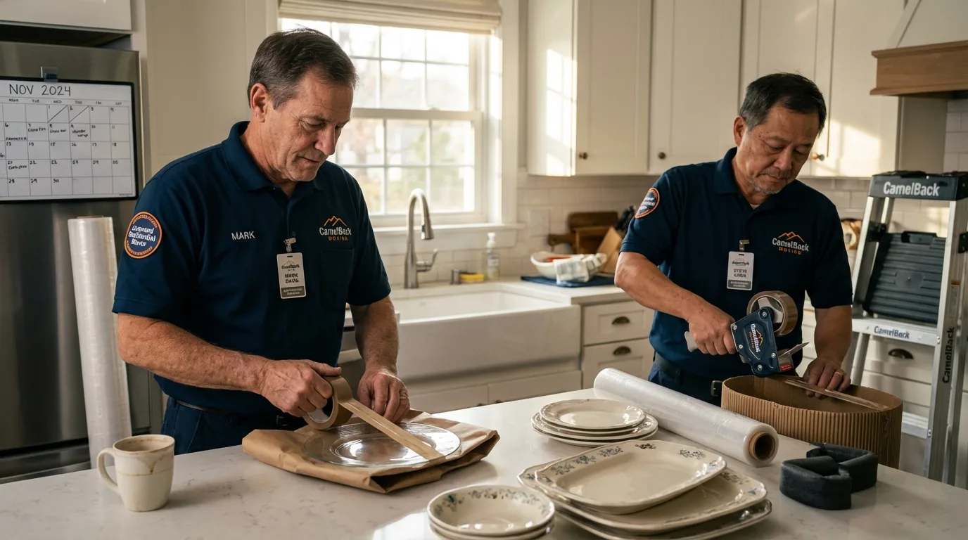 Professional crew packing kitchen dishware in Petersburg, AK